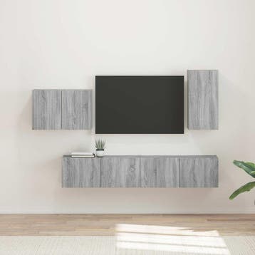 vidaXL TV Wandkast Set 4 st Grijs Sonoma Bewerkt hout, Minder dan 50 cm, Verzenden, Nieuw, Minder dan 100 cm