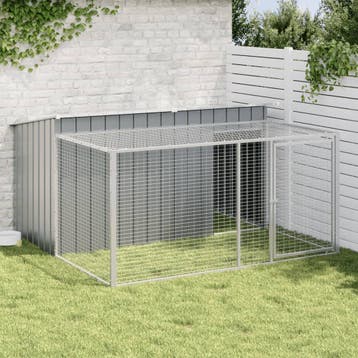 vidaXL Hondenhok met ren antraciet 197x194x110 cm, Verzenden, Nieuw