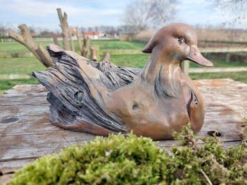 Figuur - Large blue bath duck - 44 cm - polyresin, Antiek en Kunst, Curiosa en Brocante