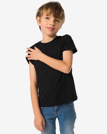 HEMA Kinder basis t-shirts stretch katoen - 2 stuks zwart, Kinderen en Baby's, Verzenden, Nieuw