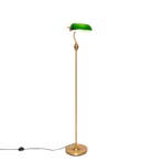 Smart notaris vloerlamp brons met groen glas incl. Wifi A60, Huis en Inrichting, Lampen | Vloerlampen, Verzenden, Nieuw, Classic-antique