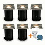 6-Stuks | SMART LED Grondspot GU10 vierkant | Athens | RVS, Nieuw, Ophalen of Verzenden, Modern, Led