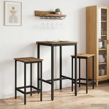 vidaXL Bartafel 52 x 52 x 90 cm Bewerkt hout Artisanaal, Verzenden, Nieuw