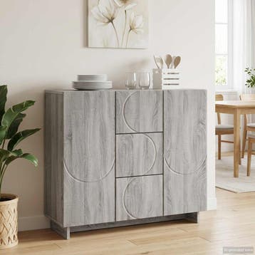 vidaXL Dressoir Grijs Sonoma 85,5 x 31 x 75 cm Bewerkt hout, Huis en Inrichting, Verzenden, Nieuw, 50 tot 100 cm, 25 tot 50 cm