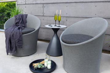 Lounge/Balkon Set- Luuk Zwart/Grijs Tafel 2 Kussens The, Verzenden, Nieuw