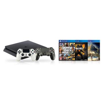 Sony Playstation 4 Slim 500GB Console + 2 Controllers + Acti, Verzenden, Zo goed als nieuw