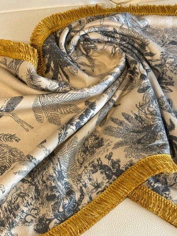 San Leucio - Luxe plaid van kasjmier toile de Jouy exotisch