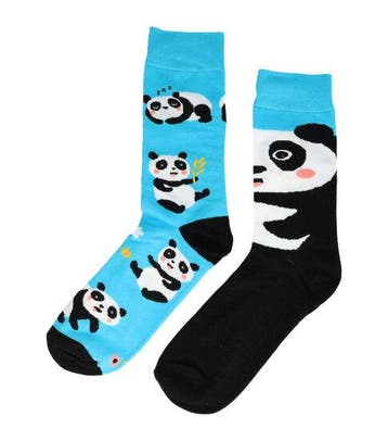 Sokken katoen - pandabeer print - blauw zwart - maat 38-45, Nieuw