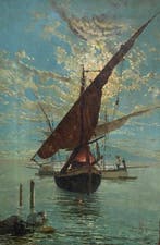 Francesco Saverio Torcia (1840-1891) - Marina con veliero, Antiek en Kunst, Kunst | Schilderijen | Klassiek