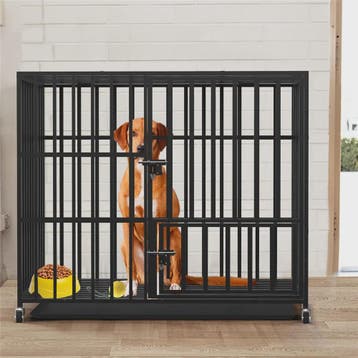 Robuuste Metalen Hondenkennel met 3 Deuren, Wielen en Uitnee, Verzenden, Nieuw