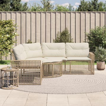 vidaXL Tuinbank met kussens en voetensteun L-vormig poly, Verzenden, Nieuw