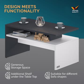 Salontafel Sacramento Wit/Antraciet 95x55x50cm (Meubelen), Verzenden