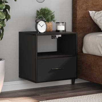 vidaXL Nachtkastjes wandgemonteerd 2 st 40x31x39,5 cm zwart, Minder dan 45 cm, Verzenden, Nieuw, Minder dan 55 cm