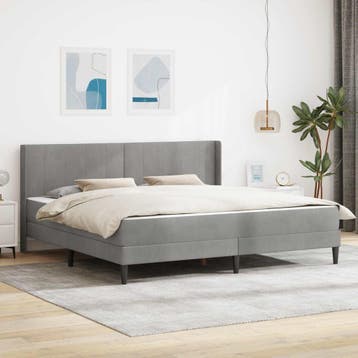 vidaXL Bedframe met matras Lichtgrijs 180 x 200 cm fluweel, Verzenden, Nieuw, Tweepersoons, Stof
