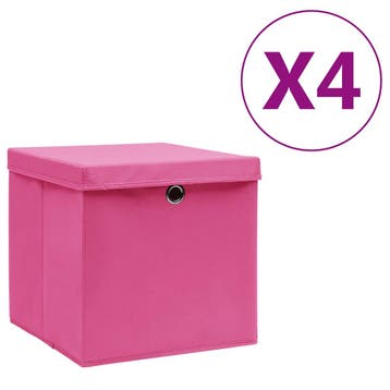 vidaXL Opbergboxen met deksel 4 st 28x28x28 cm roze, Huis en Inrichting, Verzenden, Nieuw