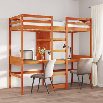 vidaXL Hoogslaper zonder matras massief grenenhout wasbruin, Verzenden, Nieuw, Bruin, Hout