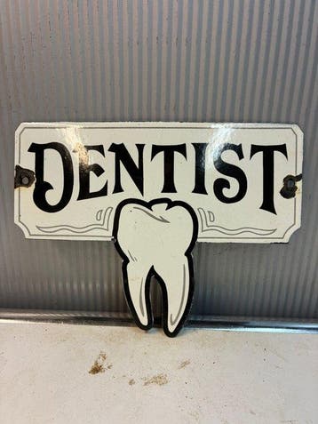 Dentist – Emaille Reclamebord – Tandarts – Tandvorm –