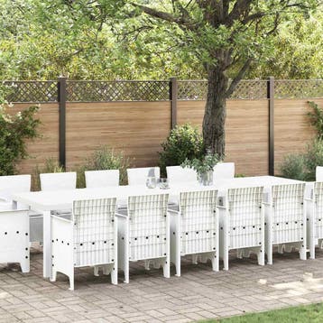 vidaXL Tuin Eetset 15 st Wit Polt riet, Verzenden, Nieuw, 5 zitplaatsen