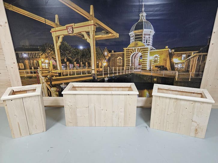 Steigerhouten Bloembak Lissabon | Handgemaakt & Snel Gelever, Tuin en Terras, Bloembakken en Plantenbakken, 60 cm of meer, 100 cm of meer