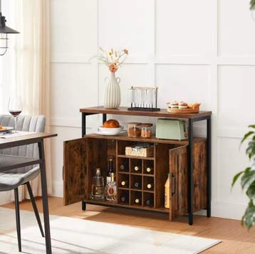 Dressoir Keukenkast met 2 Deuren en Wijnrek (Vintage stijl), Verzenden, Nieuw