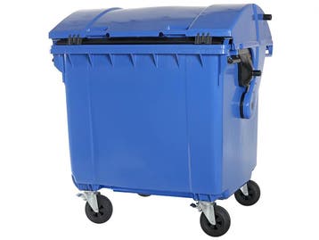 Vuilcontainer 1100 liter 4-wiel rond deksel blauw, Ophalen of Verzenden