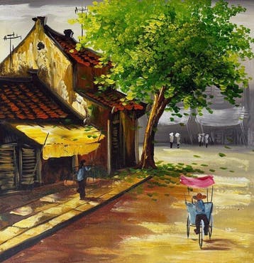 Hung Richard (1966) - En route vers le marché 60 60 cm