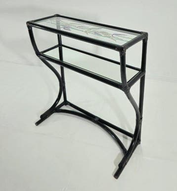 Kast op een standaard - Bamboe, Rattan, Glas - Console-tafel