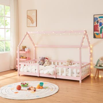 Kinderbed Sisimiut met matras 90x200 cm roze en wit, Verzenden, Nieuw