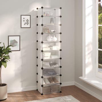 vidaXL Schoenenrek 44x32x174 cm polypropeen transparant, Verzenden, Nieuw