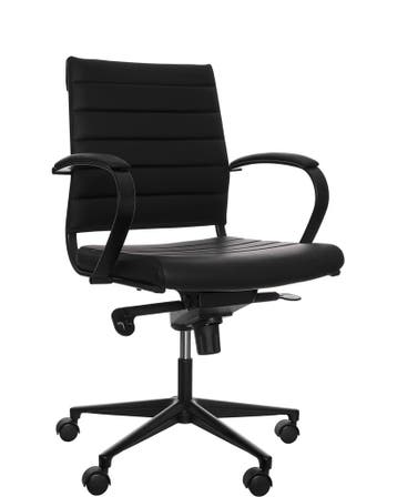 Puglia Design Zwart Bureaustoel Laag Deluxe met Zwart Frame, Ophalen of Verzenden, Nieuw