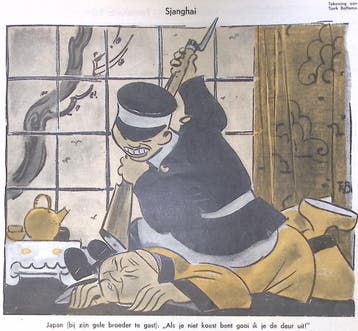 Spotprent over China en Japan (lijst optie, Lithos), Verzenden