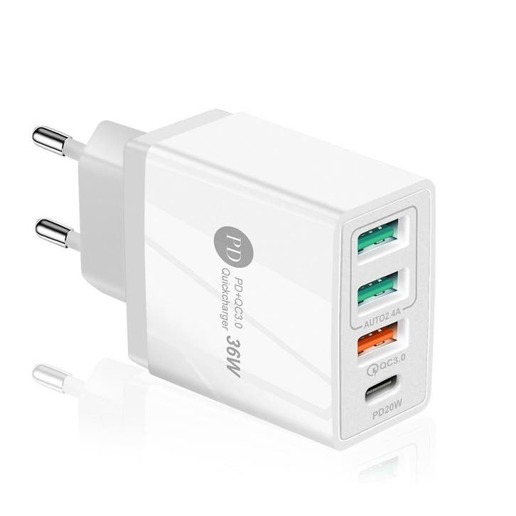 DrPhone HALO6 DELUXE - 20W 4 USB Poorten Snel Lader – USB-C, Telecommunicatie, Mobiele telefoons | Telefoon-opladers, Verzenden
