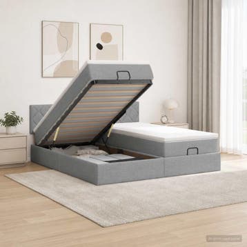 vidaXL Ottoman bed met matras met hoofdeinde 2 st Lichtgrijs, Verzenden, Nieuw