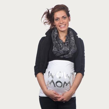 Op en Top Zwanger Zwangerschaps Buikband Wow Mom Wit/Zilver, Verzenden, Nieuw