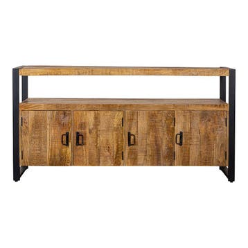 Dressoir Mangohout Britt 180 Met 4 Deuren, Huis en Inrichting, Verzenden, Nieuw, Overige houtsoorten, Industriële meubels