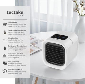 2dekans | tectake® Aircooler Frosty met LED-Verlichting - 2, Witgoed en Apparatuur, Ophalen of Verzenden, Zo goed als nieuw