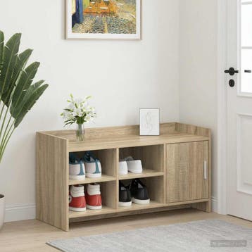 vidaXL Schoenenkast Sonoma Eiken 100 x 39,5 x 51 cm Bewerkt, Verzenden, Nieuw