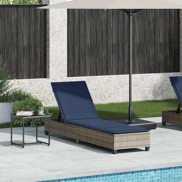 vidaXL Ligstoel met kussens grijs 55x200x25,5cm polyrotan, Verzenden, Nieuw