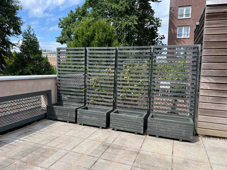 Stevige bloempotten van balkjes 1m lang x 176cm hoog !, Tuin en Terras, Bloembakken en Plantenbakken, 30 tot 60 cm, 100 cm of meer