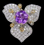 Zonder minimumprijs - Ring Zilver Amethist - echte amethist, Sieraden, Tassen en Uiterlijk, Ringen, Nieuw