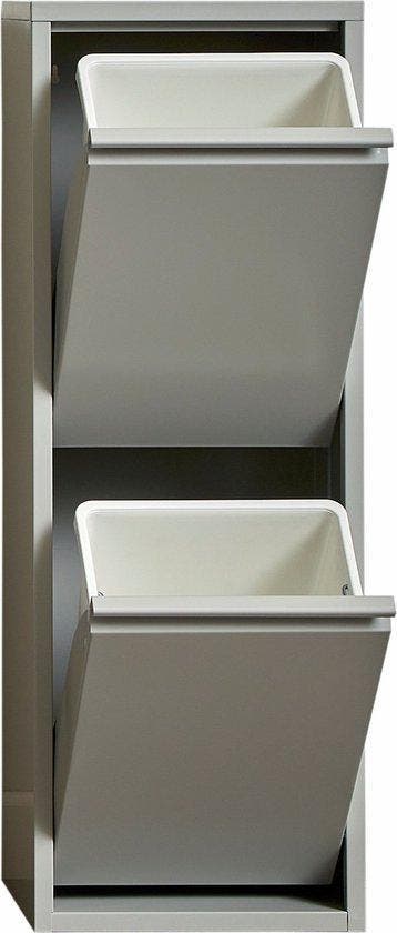 Prullenbak 2 vakken - Afvalemmer 30 Liter-Metaal-33x25x93cm, 30 tot 40 liter, Ophalen, Nieuw, Metaal