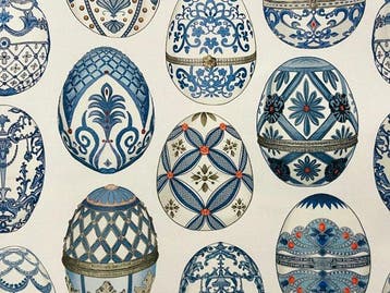 Artistieke stof Blauwe Keizerlijke Eieren – Fabergé-stijl &