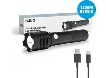 FlinQ Oplaadbare LED Zaklamp - Militaire Zaklamp - Tot 1200, Verzenden, Nieuw