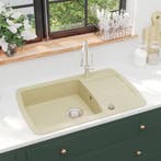 vidaXL Gootsteen enkele bak graniet beige, Verzenden, Nieuw