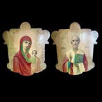 Icoon - Moeder Gods, Nikolaas de Wonderdoener - Hout -