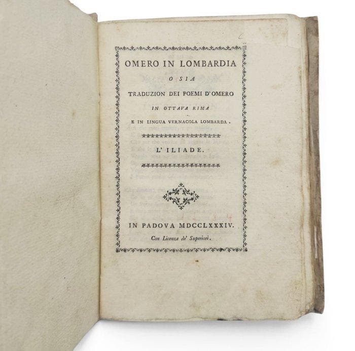 Omero - Omero in Lombardia: Liliade in lingua vernacola, Antiek en Kunst, Antiek | Boeken en Bijbels