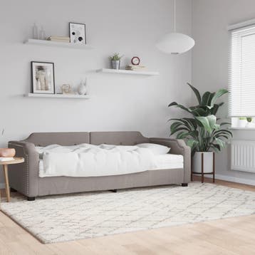 vidaXL Slaapbank met matras 100x200 cm stof taupe, 100 cm, Eenpersoons, Verzenden, Nieuw