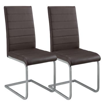 2 Eetkamerstoelen / stoel - Vegas - Kunstleer - Bruin, Huis en Inrichting, Stoelen, Verzenden, Nieuw