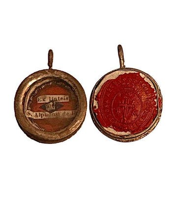 Reliekhouder - Messing, Glas, Textiel - 1850-1900 - Sint
