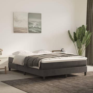 vidaXL Boxspring met matras fluweel donkergrijs 140x190 cm, Verzenden, Nieuw, Tweepersoons, 140 cm